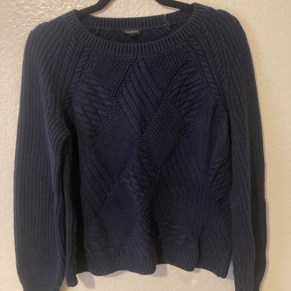 Talbots Women's Navy Cable Knit Sweater